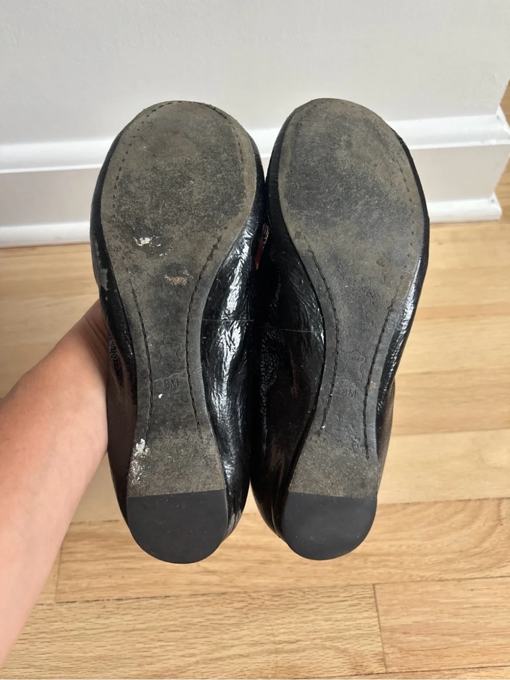 Tory Burch Black Patent Logo Ballet Flats, Size 8